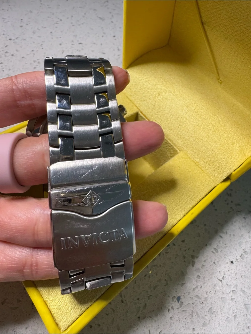 Invicta Silver Men’s Watch with Black Dial and Bezel